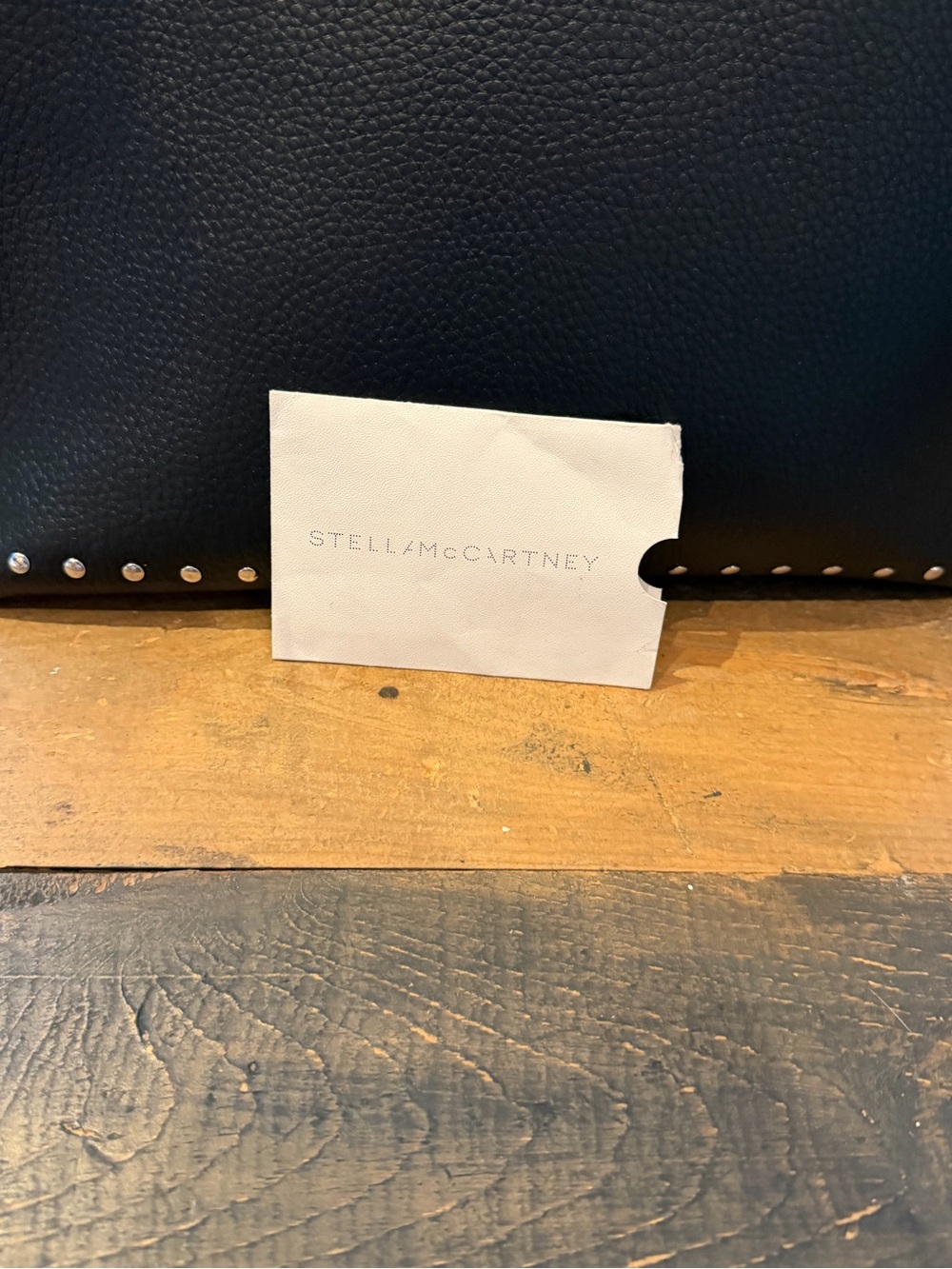 Stella McCartney Black Leather Stud-Trim Shoulder Tote - Picture 7 of 7